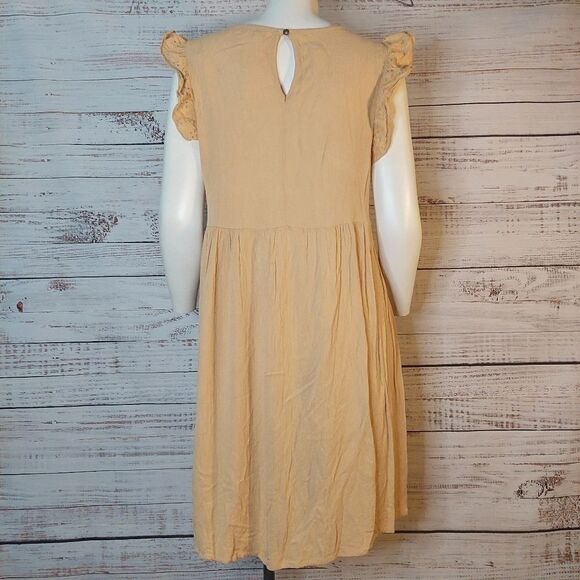 Women's Cream Ruffle Sleeve Dress - Picture 9 of 14